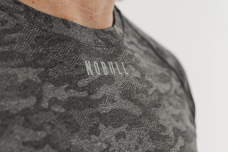 Men's Nobull Lightweight Textured Tee (CAMO) Long Sleeve Camo | SG V2530R